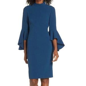 Eliza J Bell Sleeve Midi Dress, Teal, Size 2